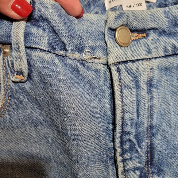 Good American Good Boy Twisted Slit Ankle Jeans Women's size 14 / 32 High Rise - Picture 6 of 16